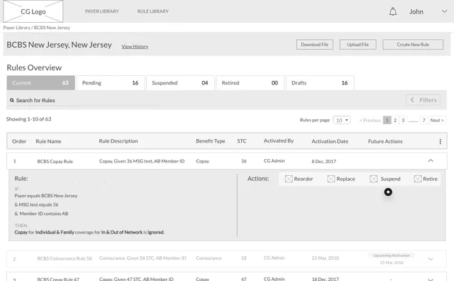 Wireframe: Payer rules, v3