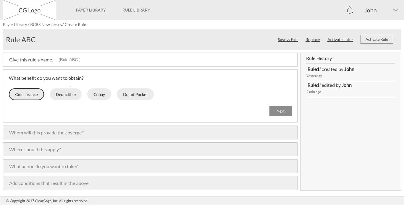 Wizard wireframe, step 2 of 6
