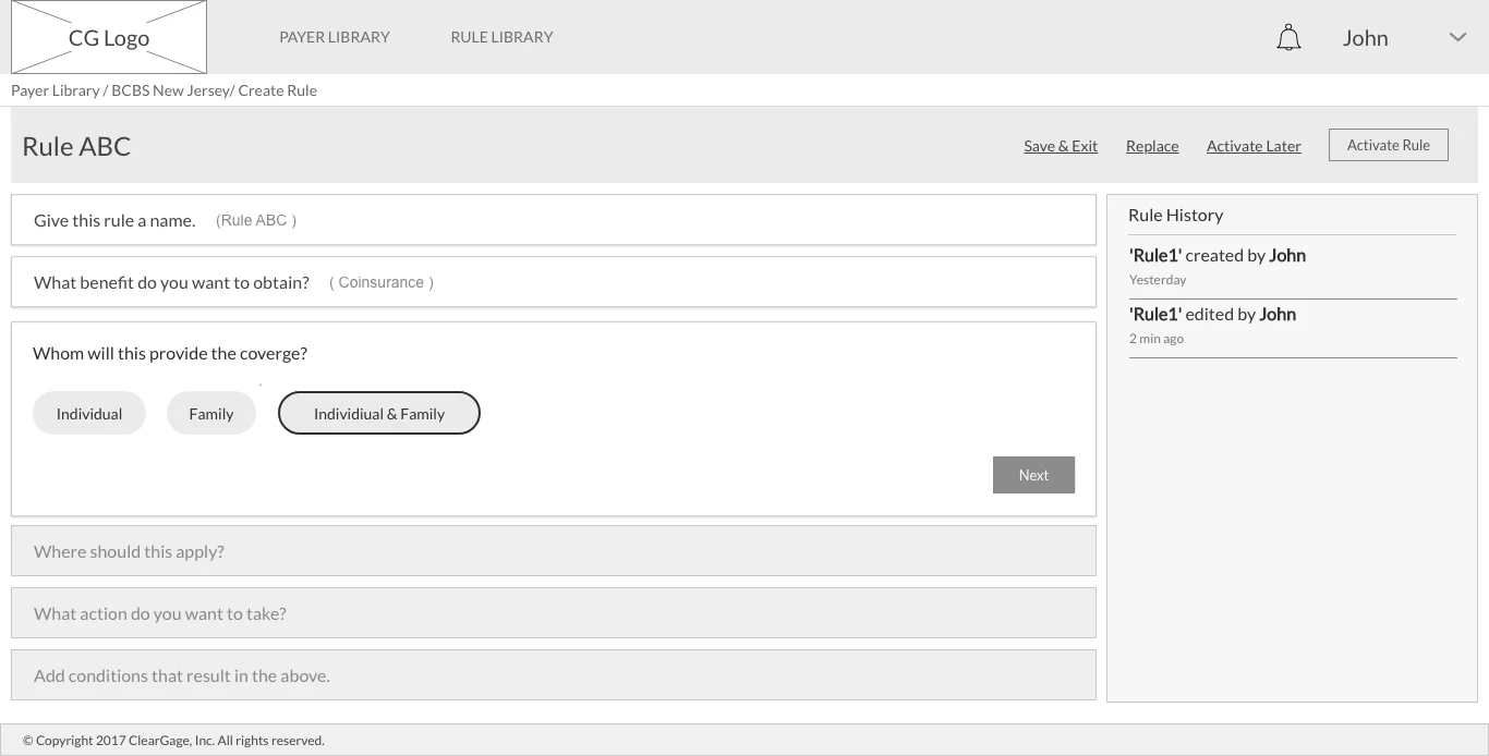 Wizard wireframe, step 3 of 6
