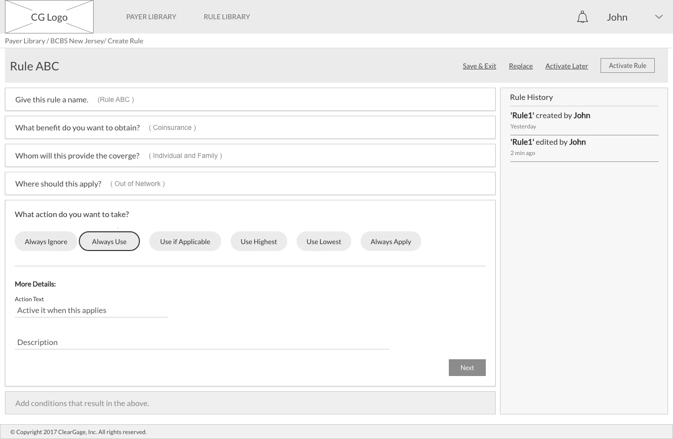 Wizard wireframe, step 5 of 6