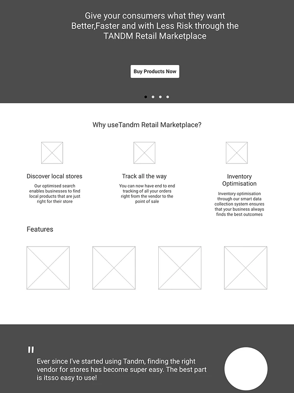 Wireframe: Landing page