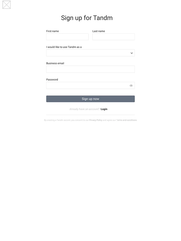 Wireframe: Sign up
