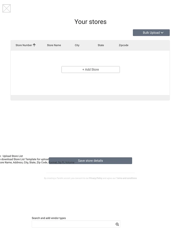 Wireframe: Your stores