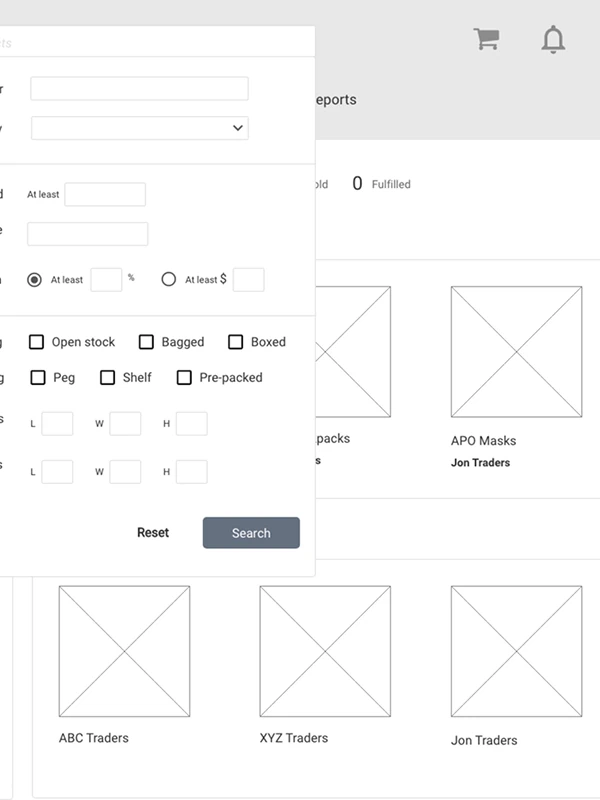 Wireframe: Advanced search filters