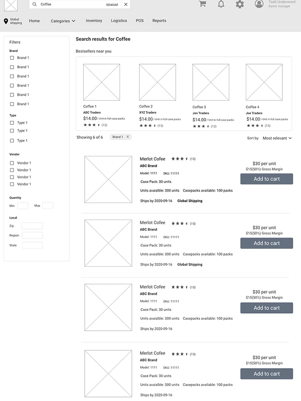Wireframe: Search results