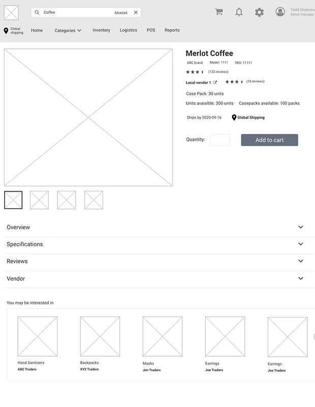 Wireframe: Product details