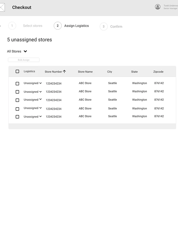 Wireframe: Checkout: assign logistics